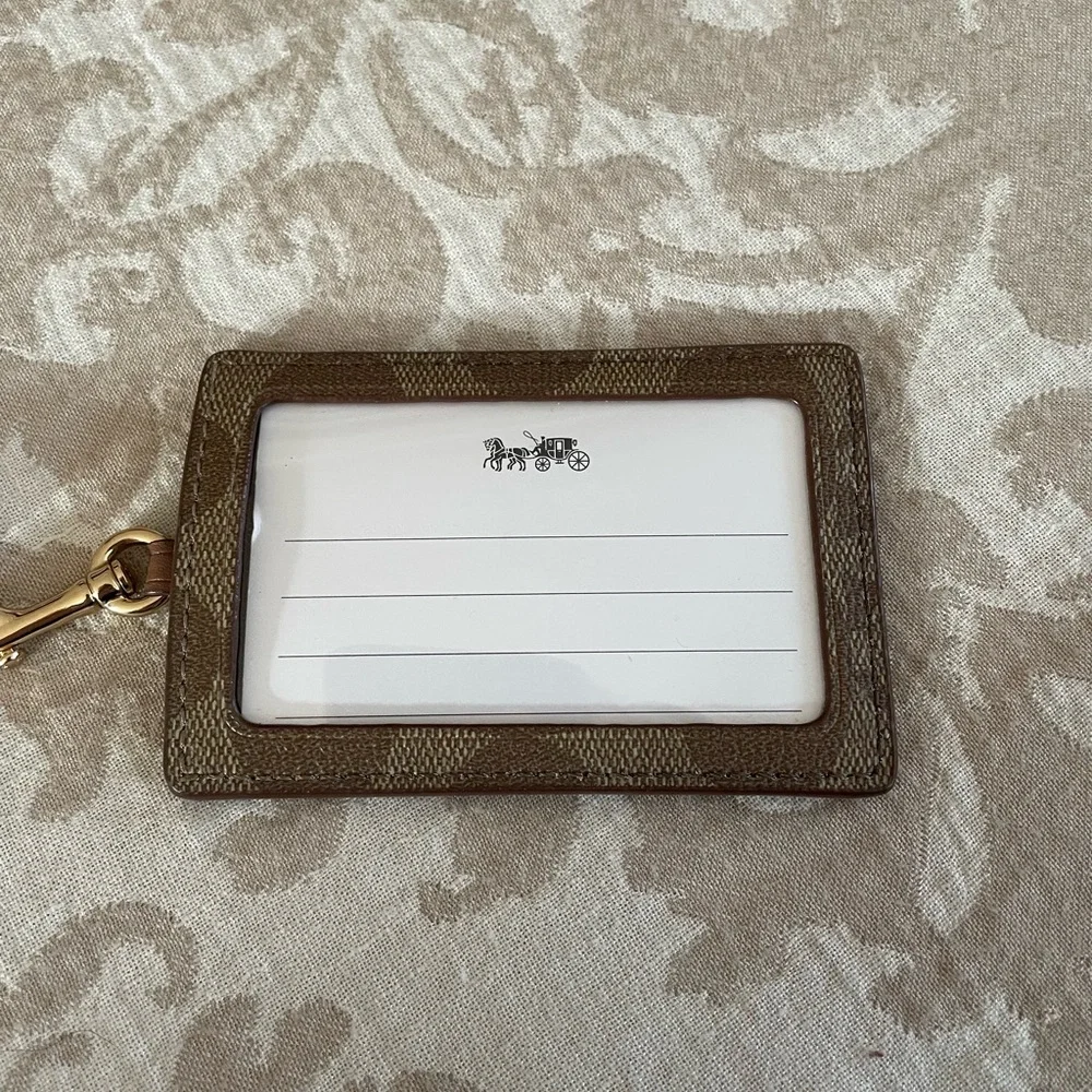 Coach Tan Card Holder with Logo - Picture 3 of 4